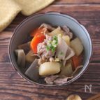 【レンジで時短♪豚肉と根菜・長芋の煮物】食物繊維たっぷり