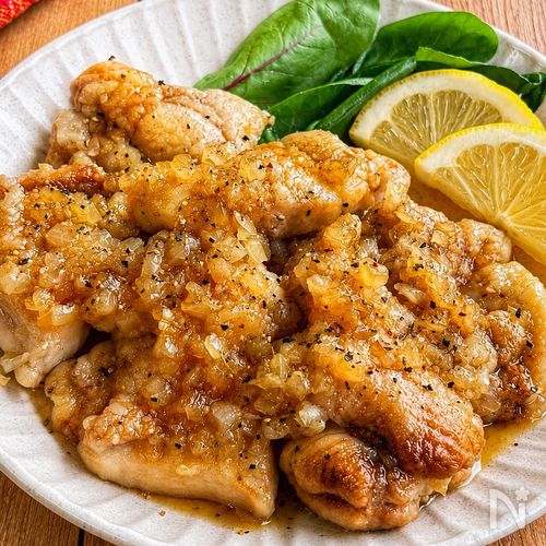 【ガーリック醤油のオニオンソースチキン】じゅわ〜っと旨い◎