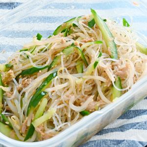 こざかなの作ってみた!投稿(レンジでお手軽♪ツナともやしの中華風春雨サラダ)