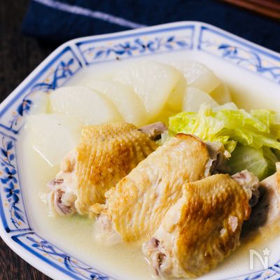 手羽先と大根と白菜のジンジャースープ【#食材３つ#簡単】