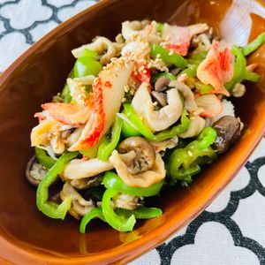 ちひろの作ってみた!投稿(レンジで5分！【ピーマンとカニかまのオイスターソース和え】)