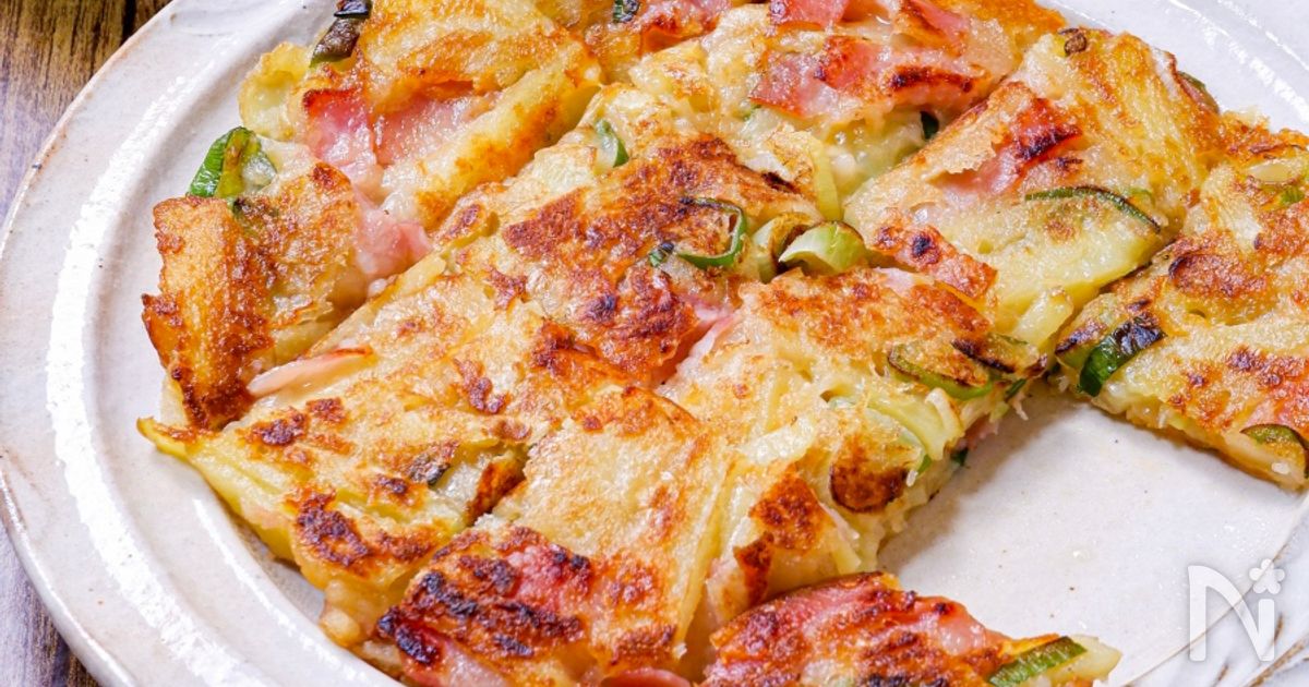 【ねぎベーコンのじゃがチーズチヂミ】マヨ醤油で♡推せるチヂミ