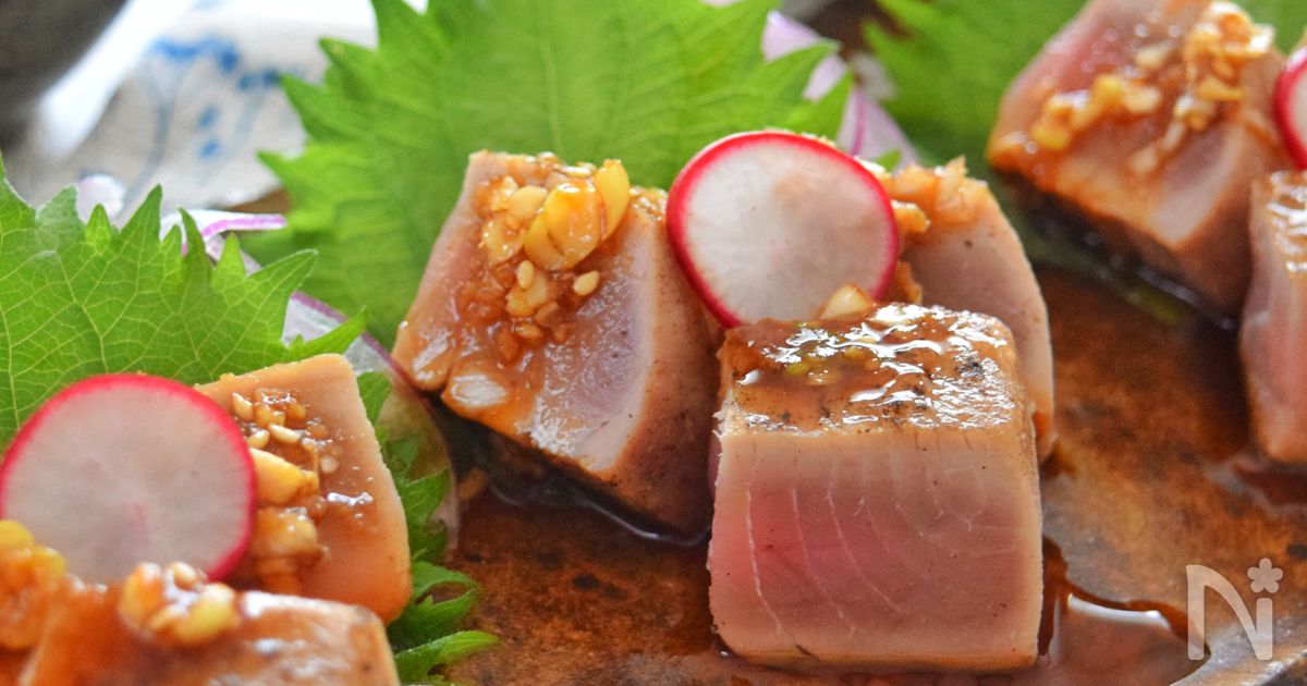 「炙り鮪の葱ソース」焼肉のたれを和風にチェンジ