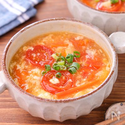 【ミニトマトとにんじんの卵スープ】さっぱり酸味のある中華風♪