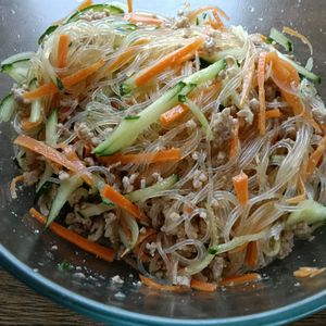 ぽぽペの作ってみた!投稿(【ひき肉の担々春雨サラダ】家族に人気のリピおかず)