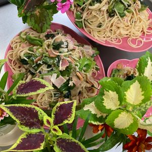 そら・ゆずの作ってみた!投稿(ほうれん草とベーコンのバター醤油スパゲッティ)