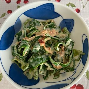 万福の作ってみた!投稿(あると嬉しいお手軽副菜♪ピーマンのおかかぽん酢マヨ和え)