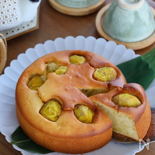 混ぜて焼くだけ!おせちリメイク【米粉栗きんとんケーキ】