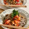 おかかわさびトマト納豆ぶっかけ蕎麦