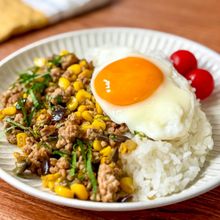 【大葉香るなすガパオライス】夏野菜で作るパパっとご飯🌽