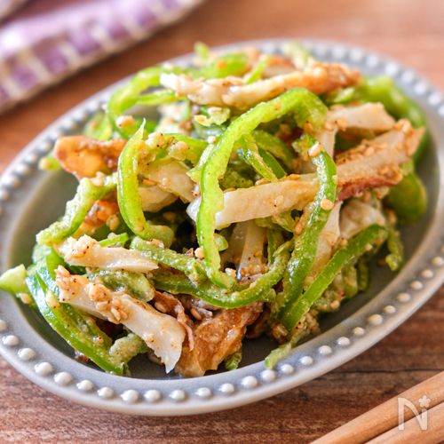 【千切りピーマンの中華風ごま和え】食感がやみつき！