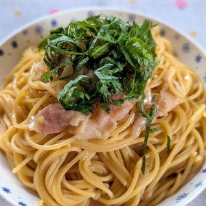 kai＆souの作ってみた!投稿(ワンパンで和風ペペロンチーノ【柚子胡椒にんにくバターパスタ】)