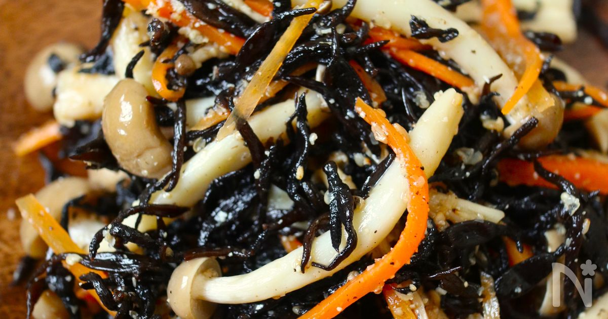 レンジで5分！【ひじき×きのこ胡麻ポンサラダ】さっぱり副菜♩