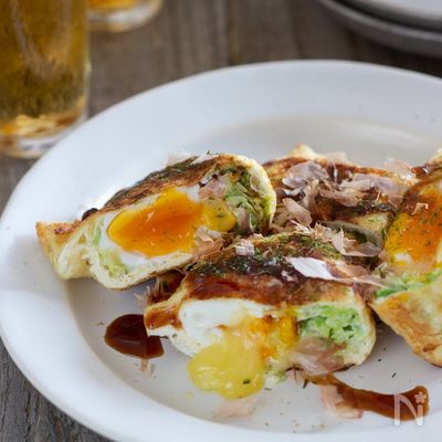 お好み焼き風チーズきんちゃく卵
