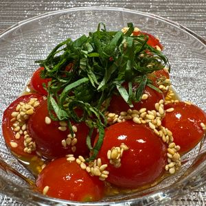 楽ラク手抜キッチン🐶🐾の作ってみた!投稿(大葉香る♪ミニトマトの和風オリーブマリネ)