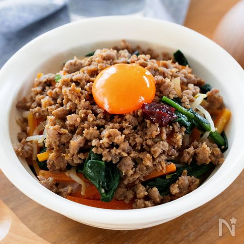 『お手軽☆ビビンバ丼』作り置き活用♪ナムルは味付け簡単♡