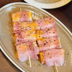 【はんぺんチーズのベーコン巻き串焼き】ふわふわ食感♡