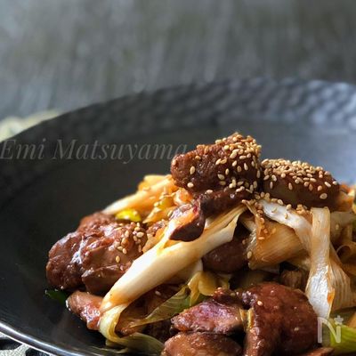 ＊長ねぎと鶏レバーの生姜オイスター炒め＊風邪予防に◎貧血に◎