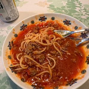 1502093の作ってみた!投稿(パスタ別ゆで不要!挽き肉たっぷり「ミートソースパスタ」)