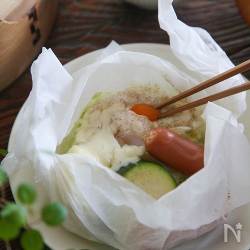 簡単朝食♪蒸籠で巣ごもり卵