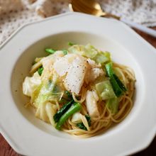 簡単！キャベツと白身魚の和風ガーリックレモンパスタ
