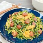 【節約副菜】豆苗とウインナーの旨たま中華炒め＊味付け２つ＊