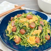 【節約副菜】豆苗とウインナーの旨たま中華炒め*味付け2つ*