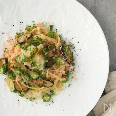 なすとオクラの和風おろしパスタ