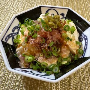 楽ラク手抜キッチン🐶🐾の作ってみた!投稿(『豆腐一丁あったら』薬味たっぷりレンチン温奴【5分で副菜】)
