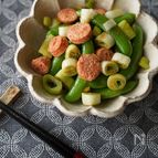 形を残して◎！「スナップえんどうと長ネギの明太バター炒め」