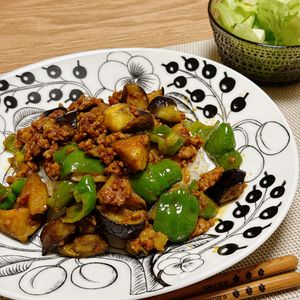 amiの作ってみた!投稿(【茄子とピーマンのひき肉カレー炒め】スパイシーでコク旨♡)
