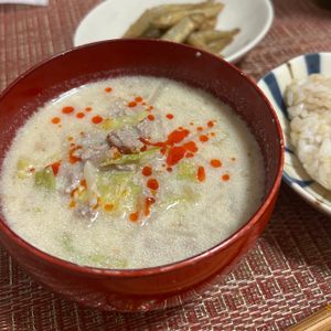 haaaの作ってみた!投稿(ひき肉とキャベツの豆乳スープ【コクうま！スープに迷ったら♪】)