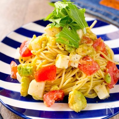 【切って和えるだけ♡】長芋とアボカドの冷製パスタ