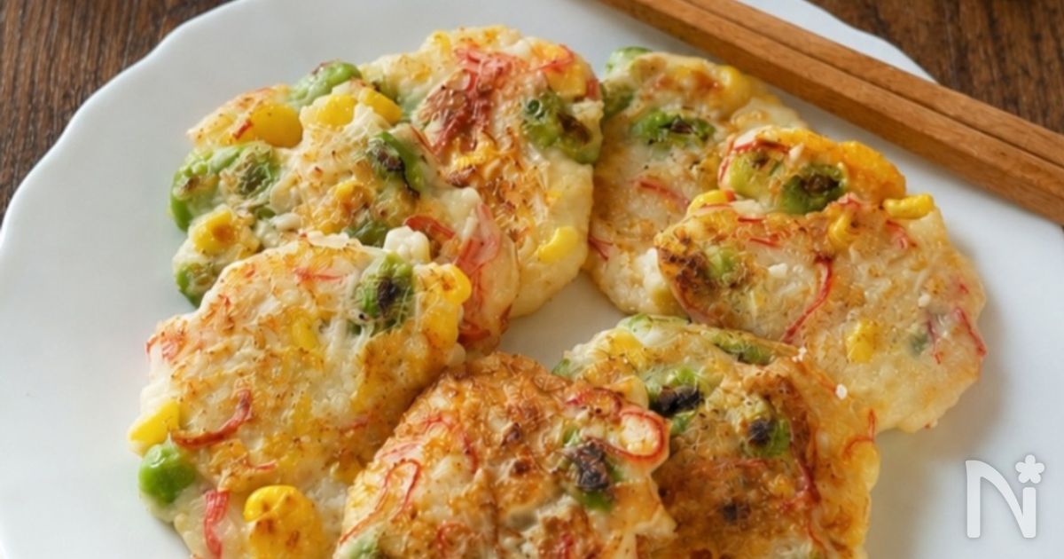 【枝豆と豆腐のふわもち焼き】混ぜて焼くだけ♪