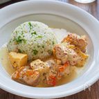 ぽかぽかヘルシー！鶏肉と高野豆腐のレモンマスタードクリーム煮