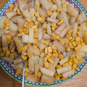 46nekoの作ってみた!投稿(とうもろこしとじゃがいものバター醤油炒め)