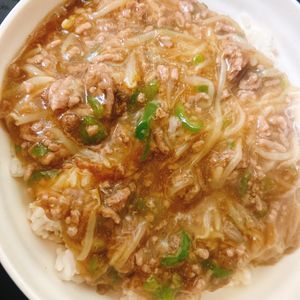 煌蓮mamの作ってみた!投稿(【ひき肉ともやしのとろ旨中華丼】パパッと10分！節約おかず♪)