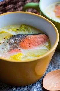 鮭と白菜の豆乳スープ