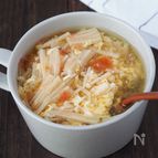 疲労回復に！【えのきと梅のふんわりかきたまスープ】