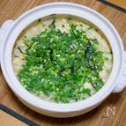 自家製だしで作る「ネギだらけの雑炊」