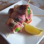 芽キャベツのベーコン巻き串焼き