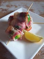 芽キャベツのベーコン巻き串焼き