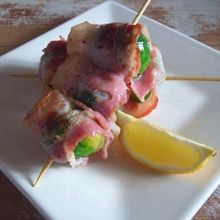 芽キャベツのベーコン巻き串焼き