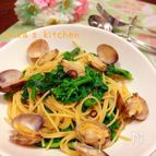 菜の花とアサリの春パスタ♡〜ペペロンチーノ〜