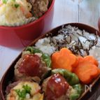 【15分弁当】ピーマンの肉詰めとポテトサラダ弁当‼️