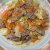 くだもの大好き🧡の作ってみた!投稿(【天才的！豚こま肉とキャベツのワンパン春雨いため】時短♡節約)