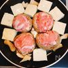 【5分】しいたけの豚肉のせ蒸し　豆腐も一緒にバタぽん風味♡の工程1