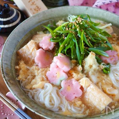 【夜食にも胃にも優しい】ふわふわ卵と厚揚げのとろみにゅうめん