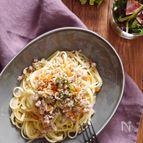 ふきのとうの白ラグーソースパスタ