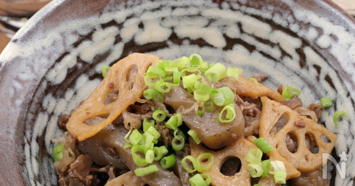 エバラ すき焼のたれ♪牛肉、コンニャク、レンコンのうま煮